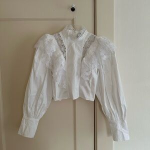 Ganni puff sleeve & lace blouse
